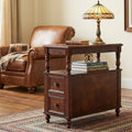 Cherry Finish Wood End Table with 2 Drawers C160491
