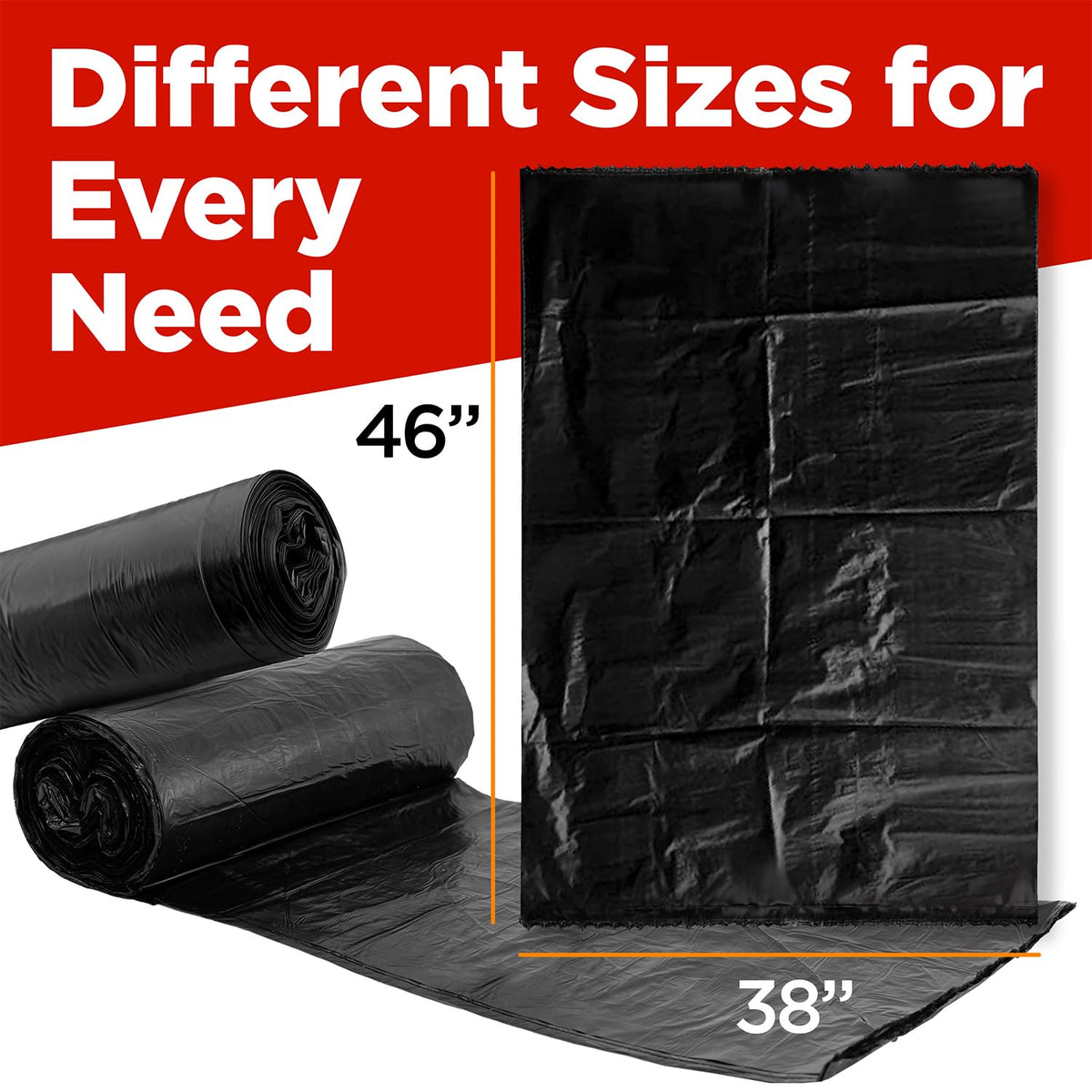 44 Gallon Heavy Duty Contractor Trash Bags, 100 Ct, Black, 1.2 Mil N5324
