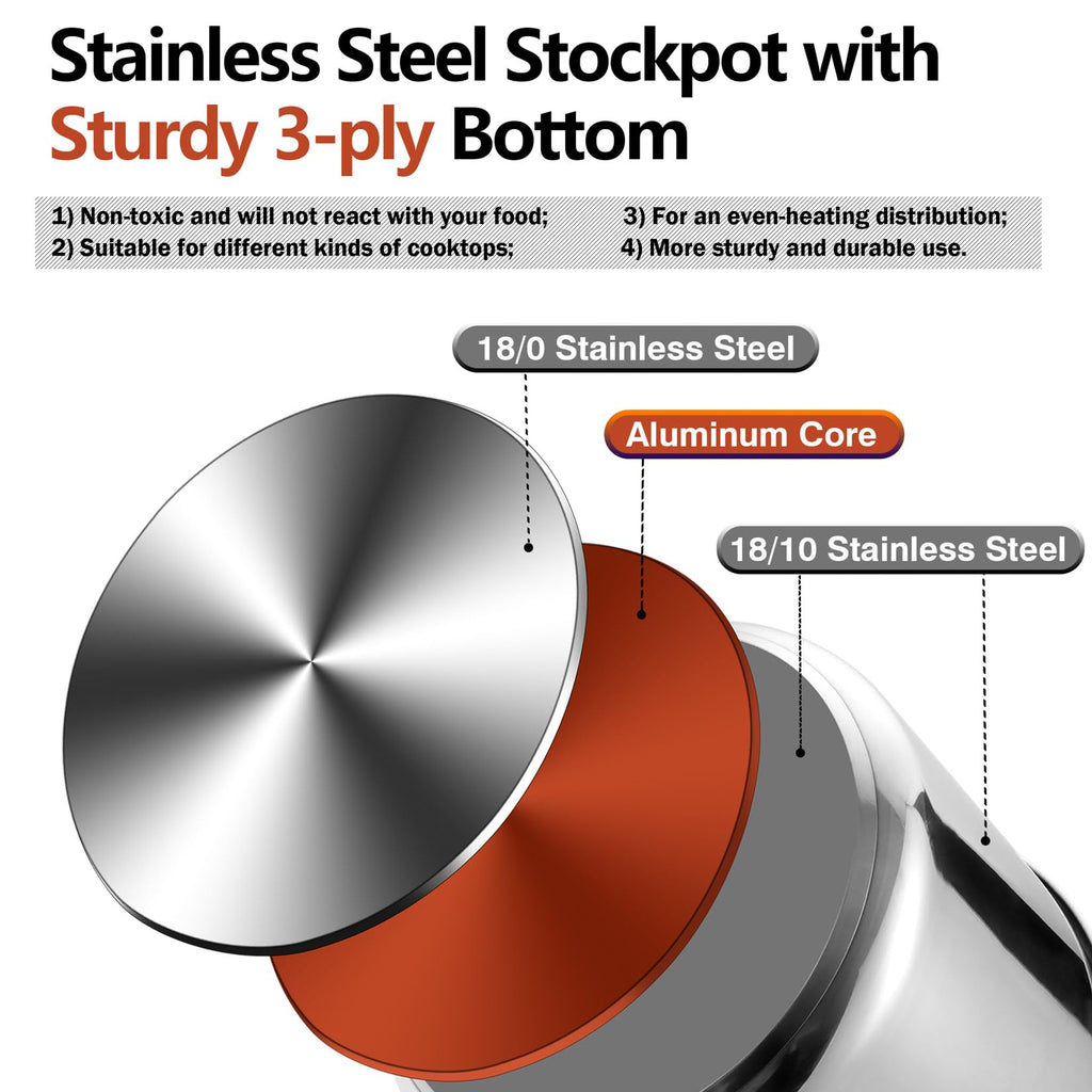 12 Quart Stainless Steel Stock Pot with Lid K8556