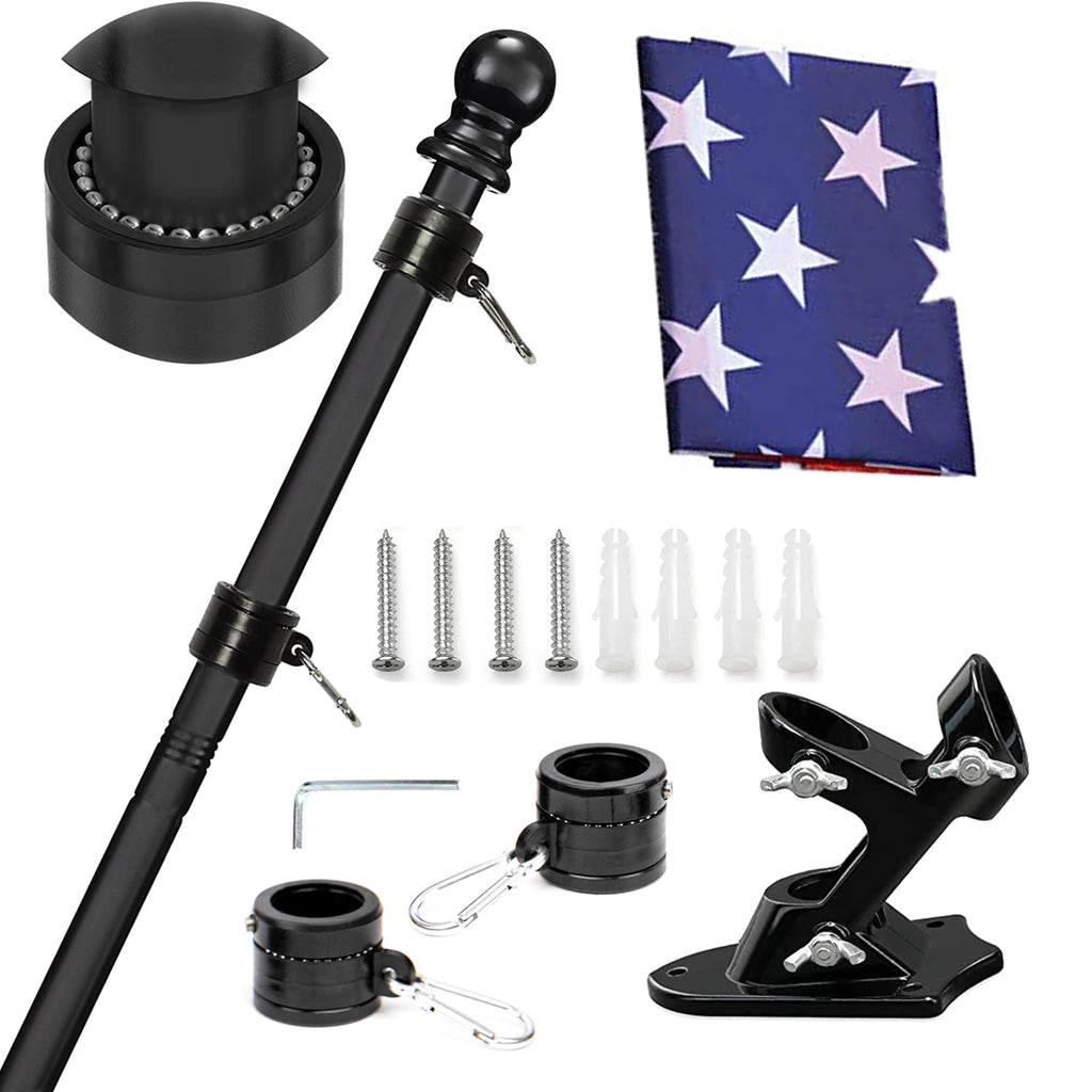 5FT Tangle Free Spinning Metal Flag Pole Kit with 3x5 Flag Z30543
