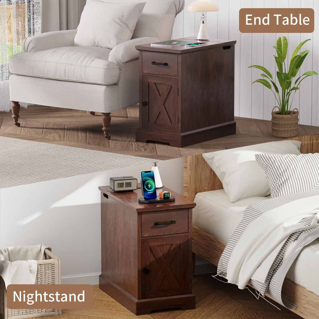 23.6'' Narrow End Table with Charging Station D4494