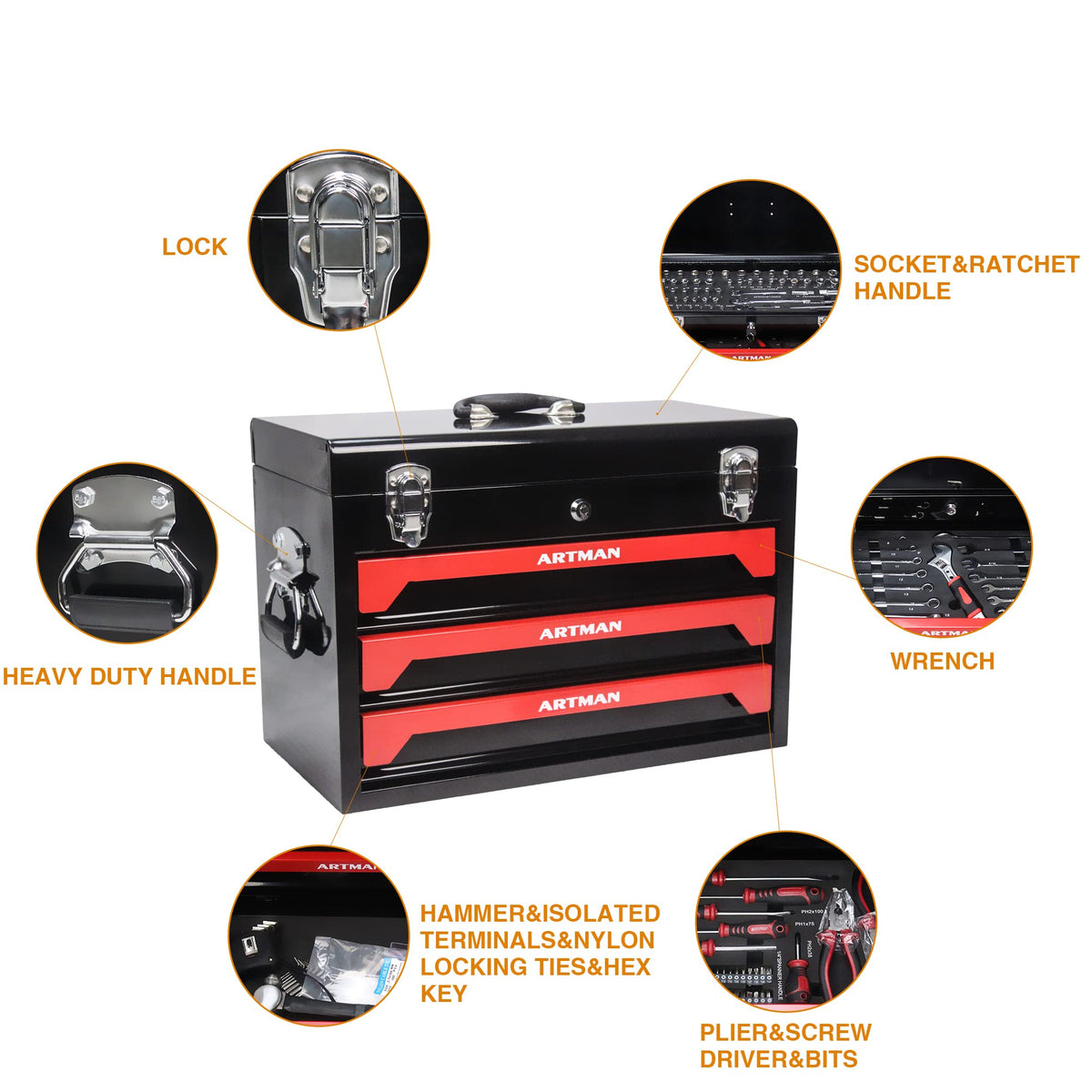 3-Drawer Steel Tool Chest with 439-Piece Mechanics Tool Set G615029