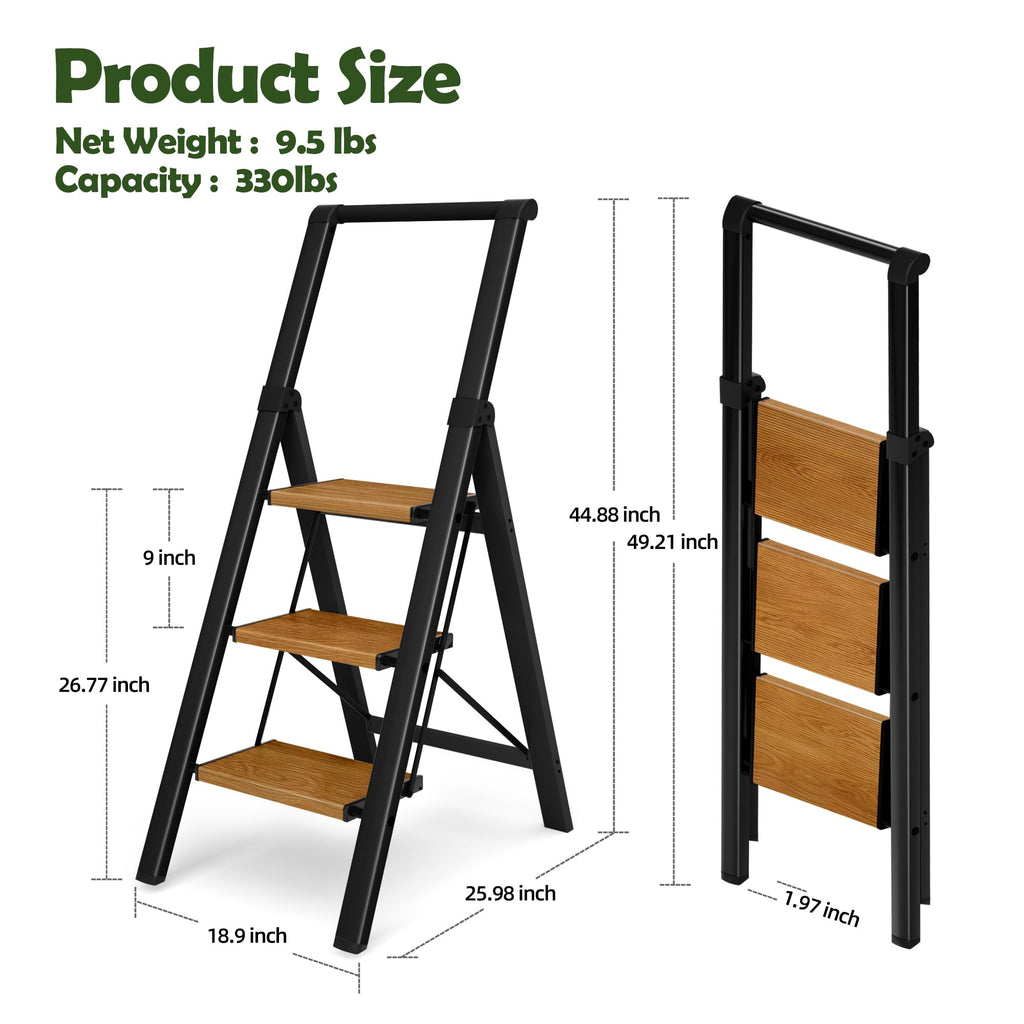 3 Step Aluminum Foldable Step Stool K71297