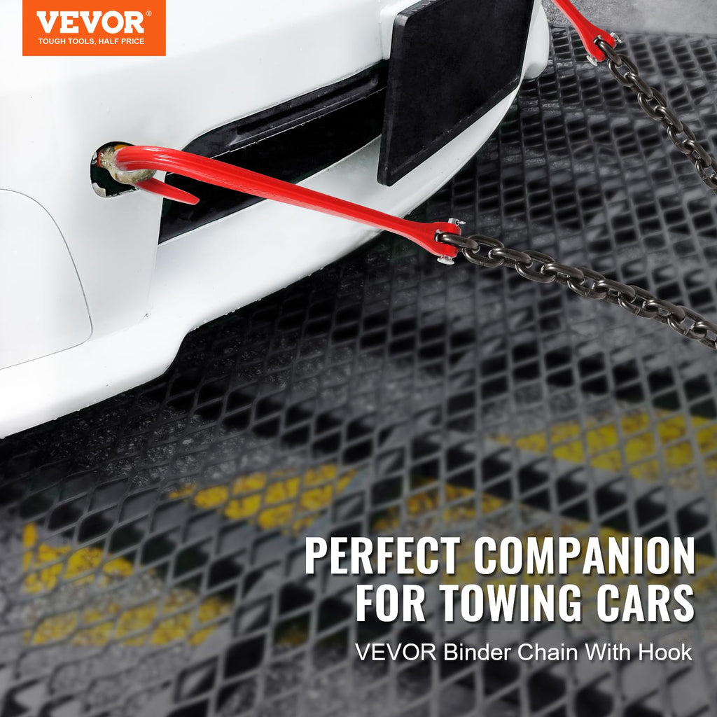 3/8" x 3' G80 V Bridle Towing Chain with J Hooks and Grab Hooks O570934
