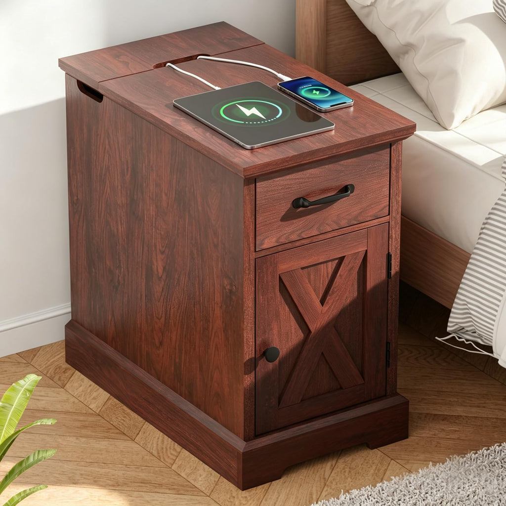 23.6'' Narrow End Table with Charging Station D4494