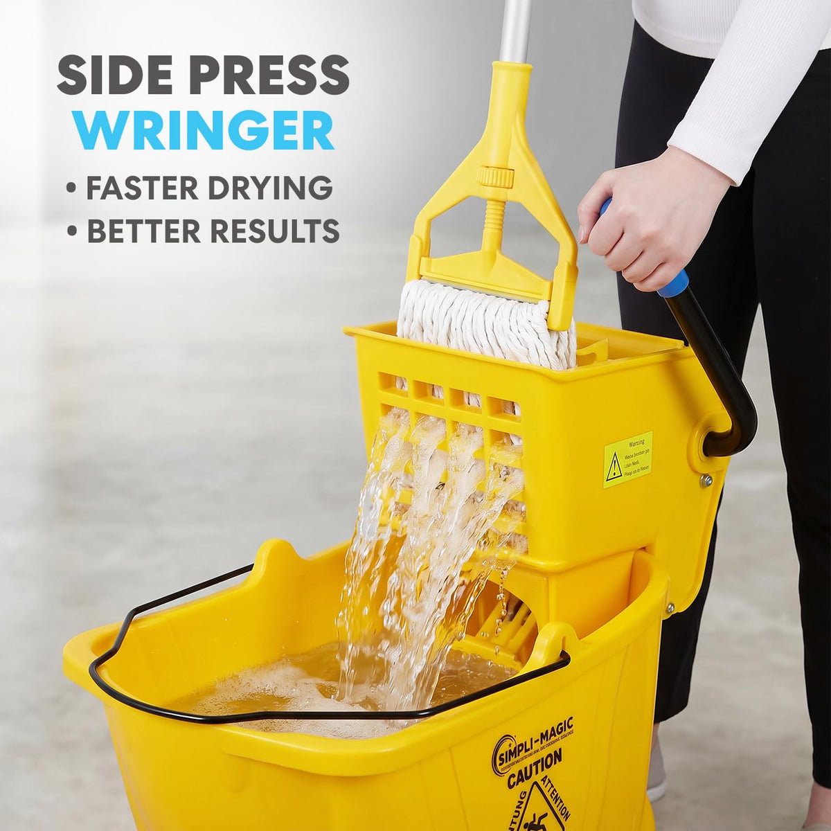 Yellow 35 Quart Mop Bucket on Wheels, 2-Pack N9711