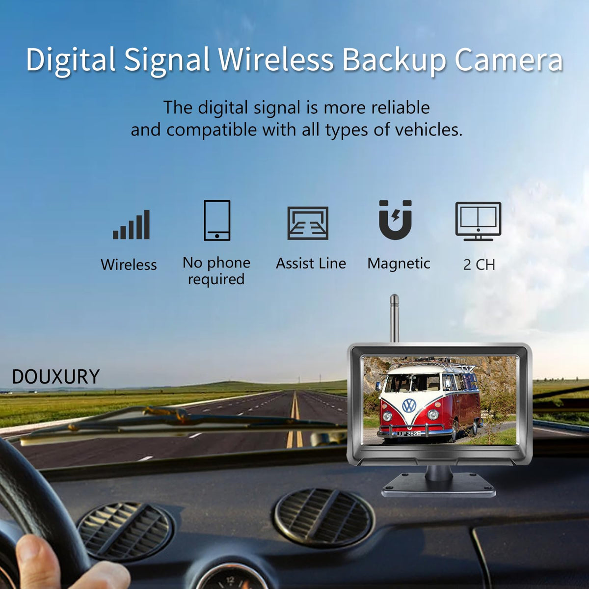 Solar Magnetic Wireless Backup Camera with 5" 1080P Monitor G7310