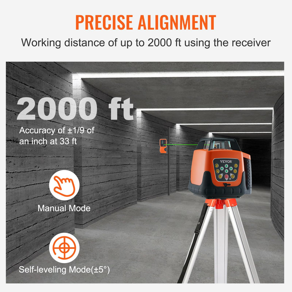 Green 360 Degree Self Leveling Rotary Laser Level Kit with Tripod & Staff I92576