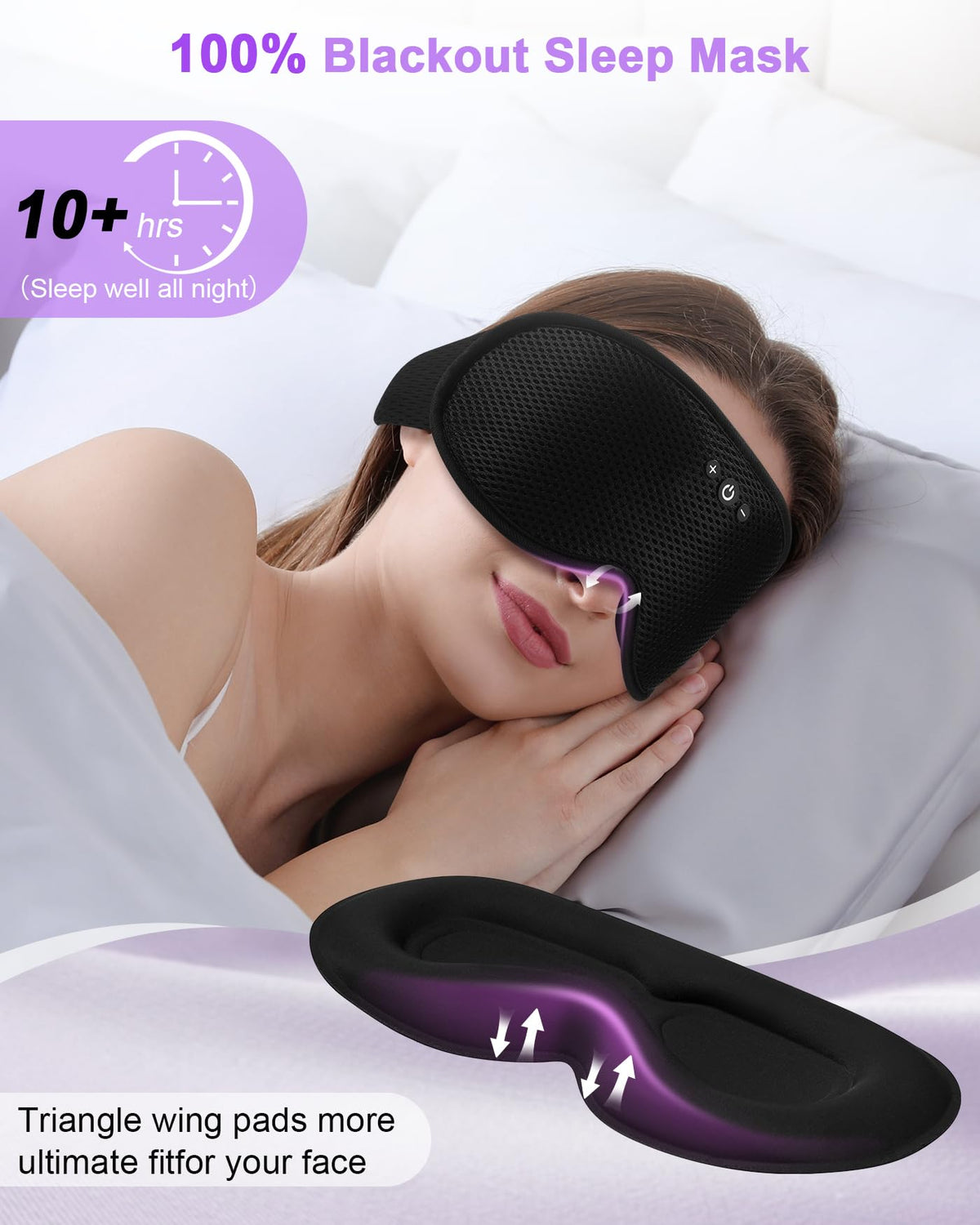 3D Contoured Sleep Mask with Bluetooth Headphones A1961