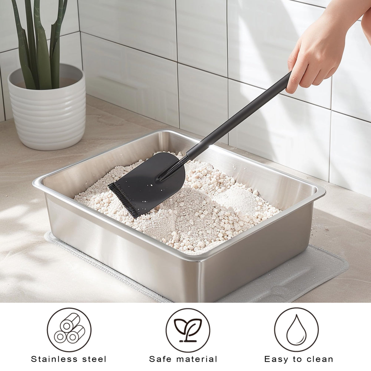 Large Stainless Steel Cat Litter Box E69437