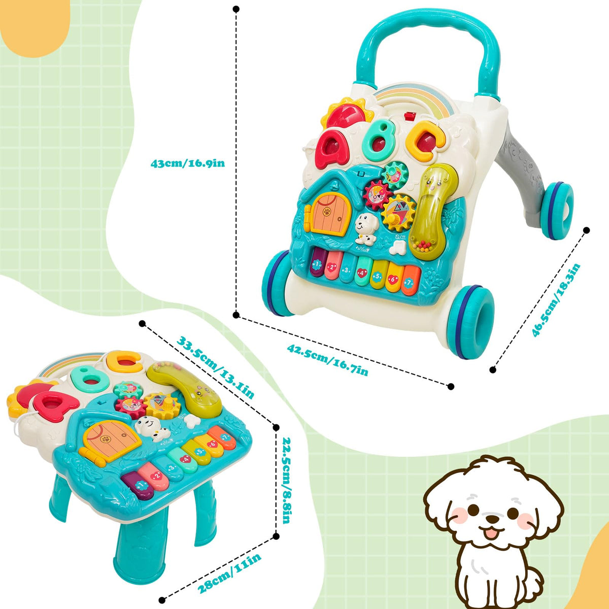 3 in 1 Baby Walker with Sounds Music Play Panel E109693