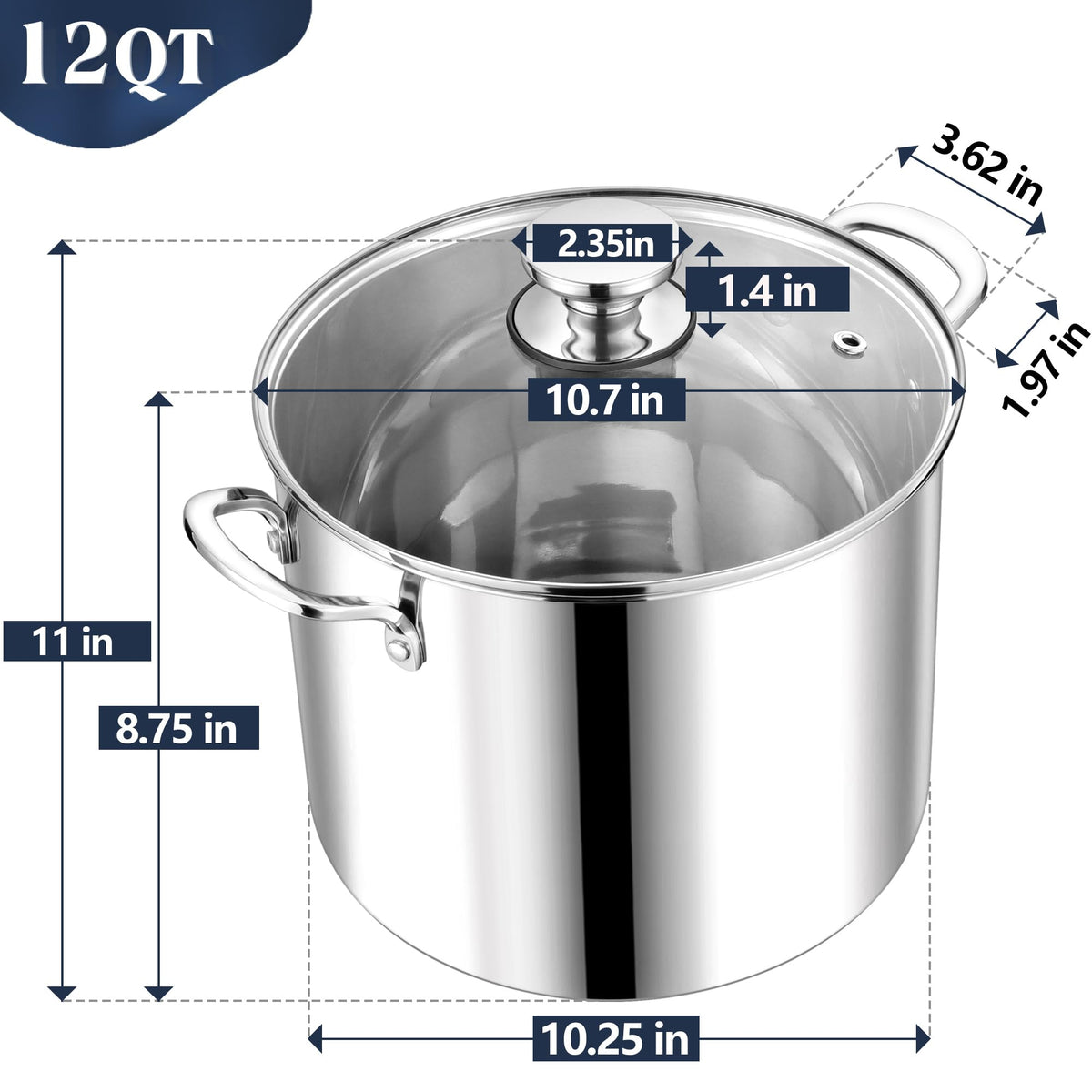 12 Quart Stainless Steel Stock Pot with Lid K8556