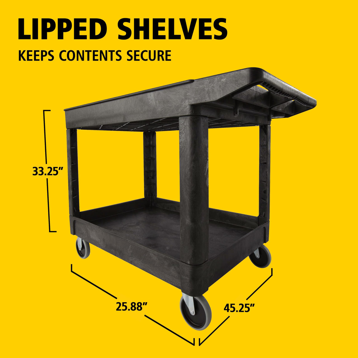 2-Shelf Utility Service Cart, Black, 500 lbs. Capacity U91979