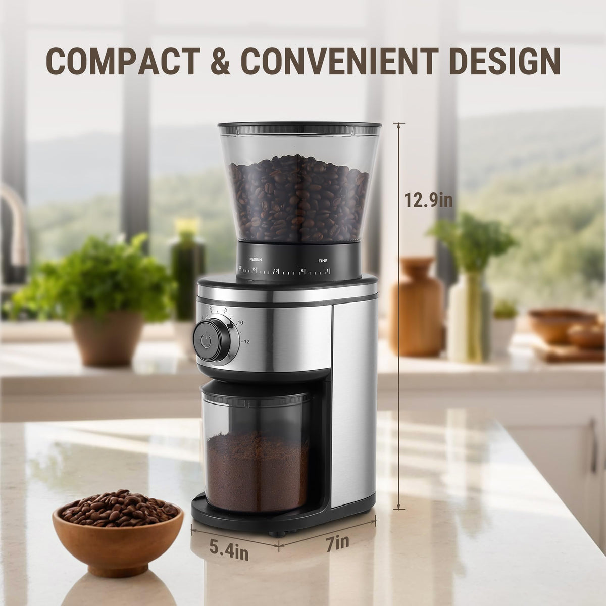 Electric Conical Burr Coffee Grinder with 30 Grind Settings V855825