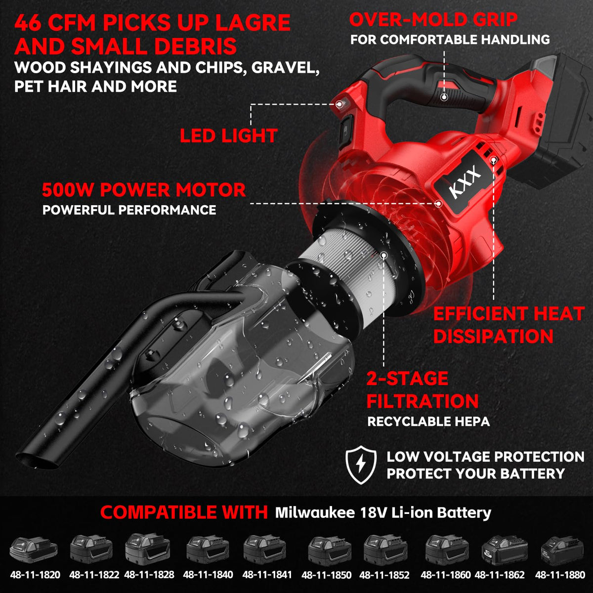 Cordless Handheld Vacuum with 500W Motor Y93412