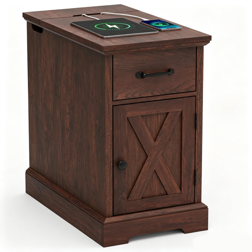 23.6'' Narrow End Table with Charging Station D4494