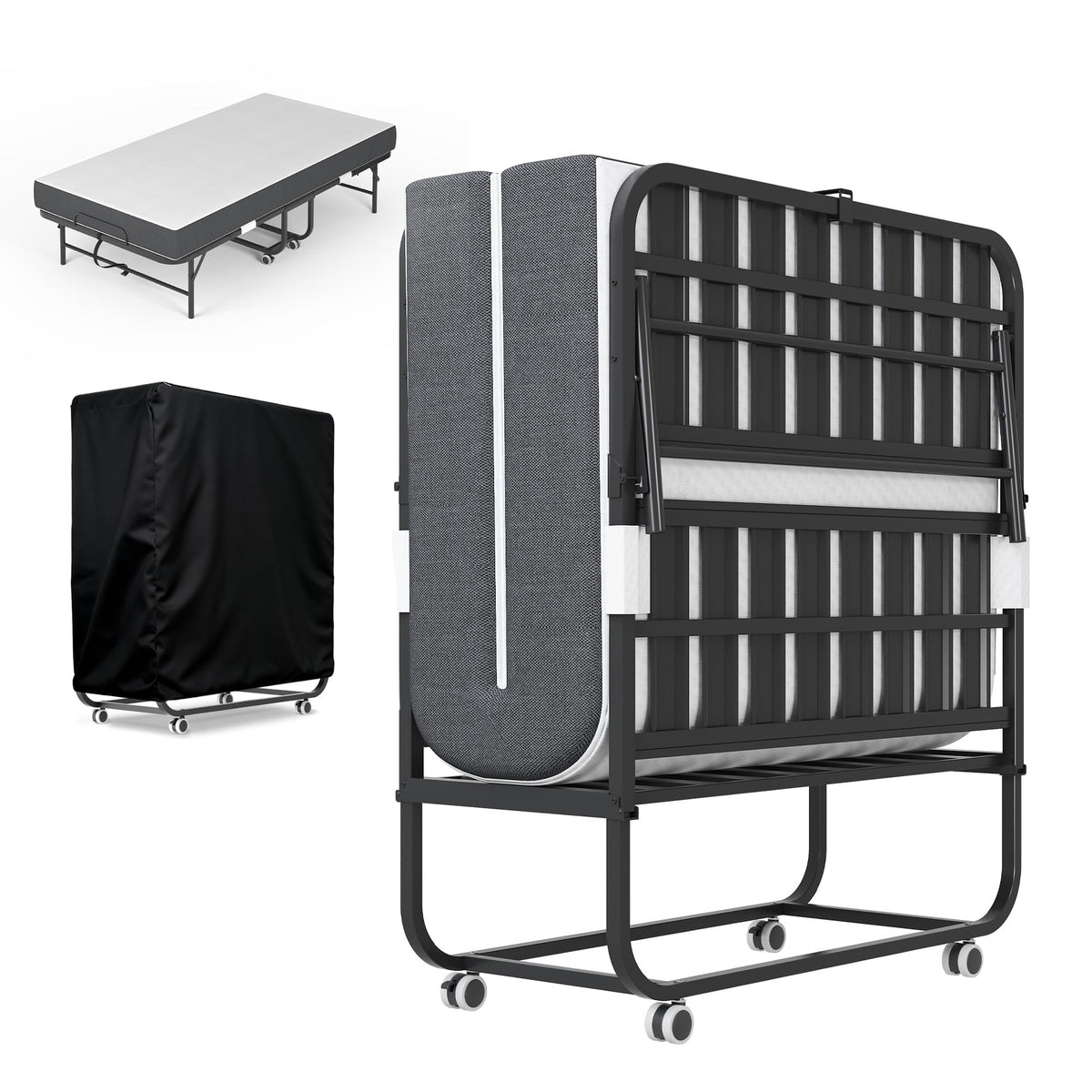 Folding Bed with Mattress, 5-Inch Memory Foam, 500lbs Capacity, Metal Frame G13973