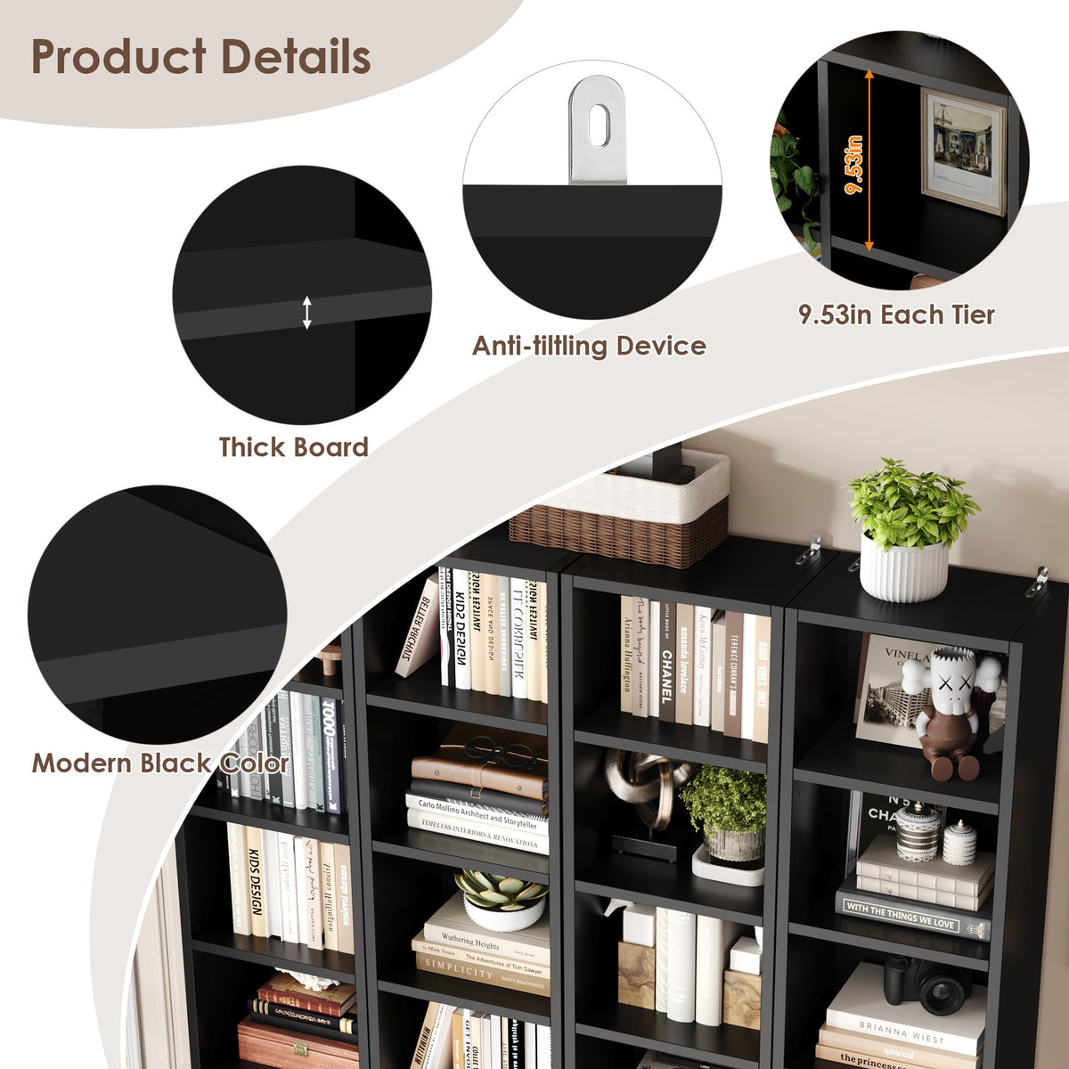 8-Tier Narrow Bookshelf K888832