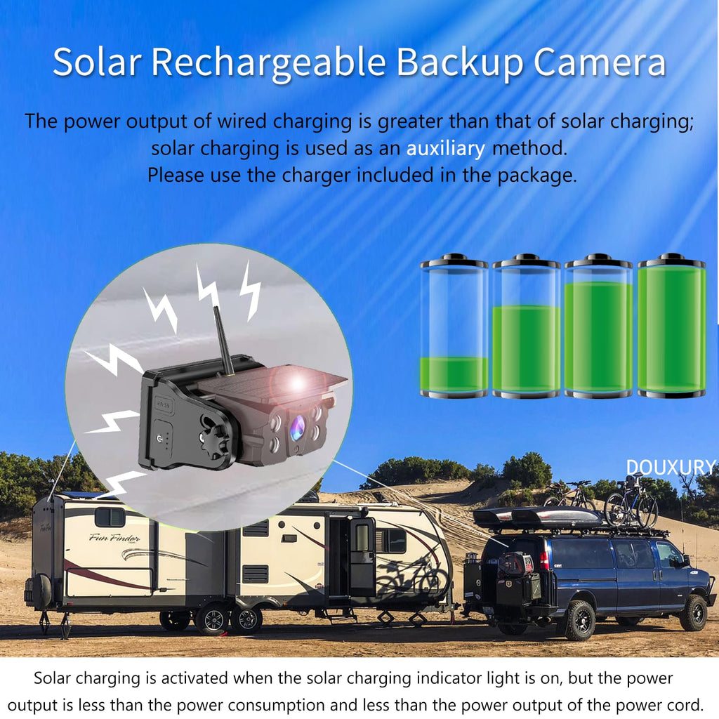 Solar Magnetic Wireless Backup Camera with 5" 1080P Monitor G7310