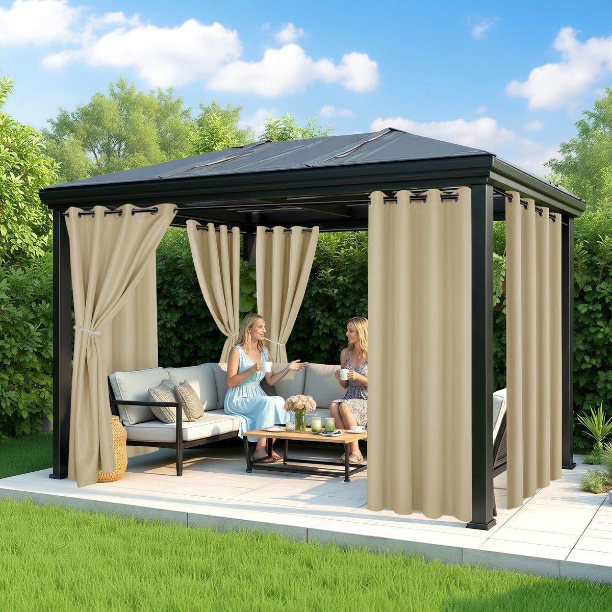 Waterproof Outdoor Curtains 6 Panels O43521