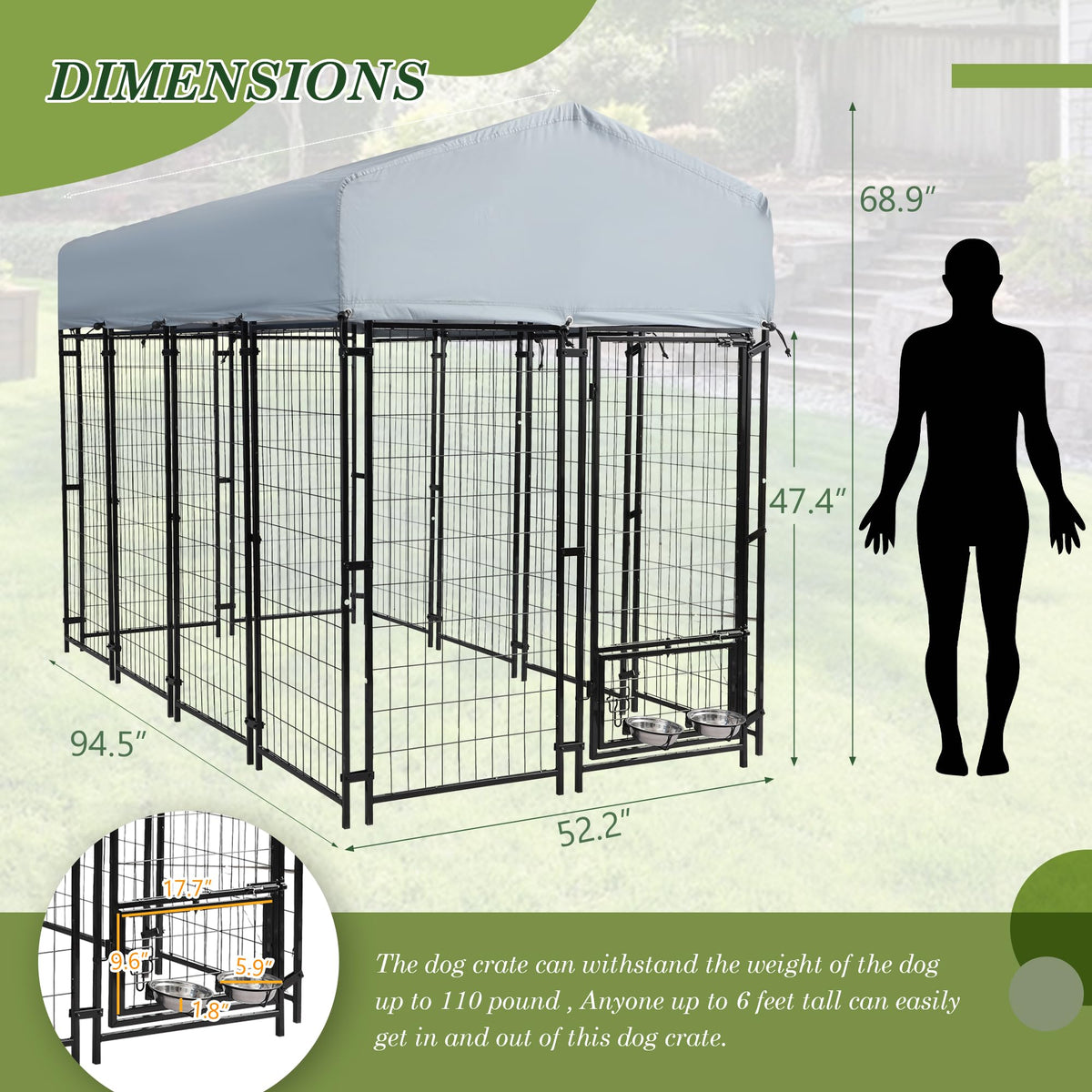 8x4x5.7 FT Outdoor Dog Kennel R57512