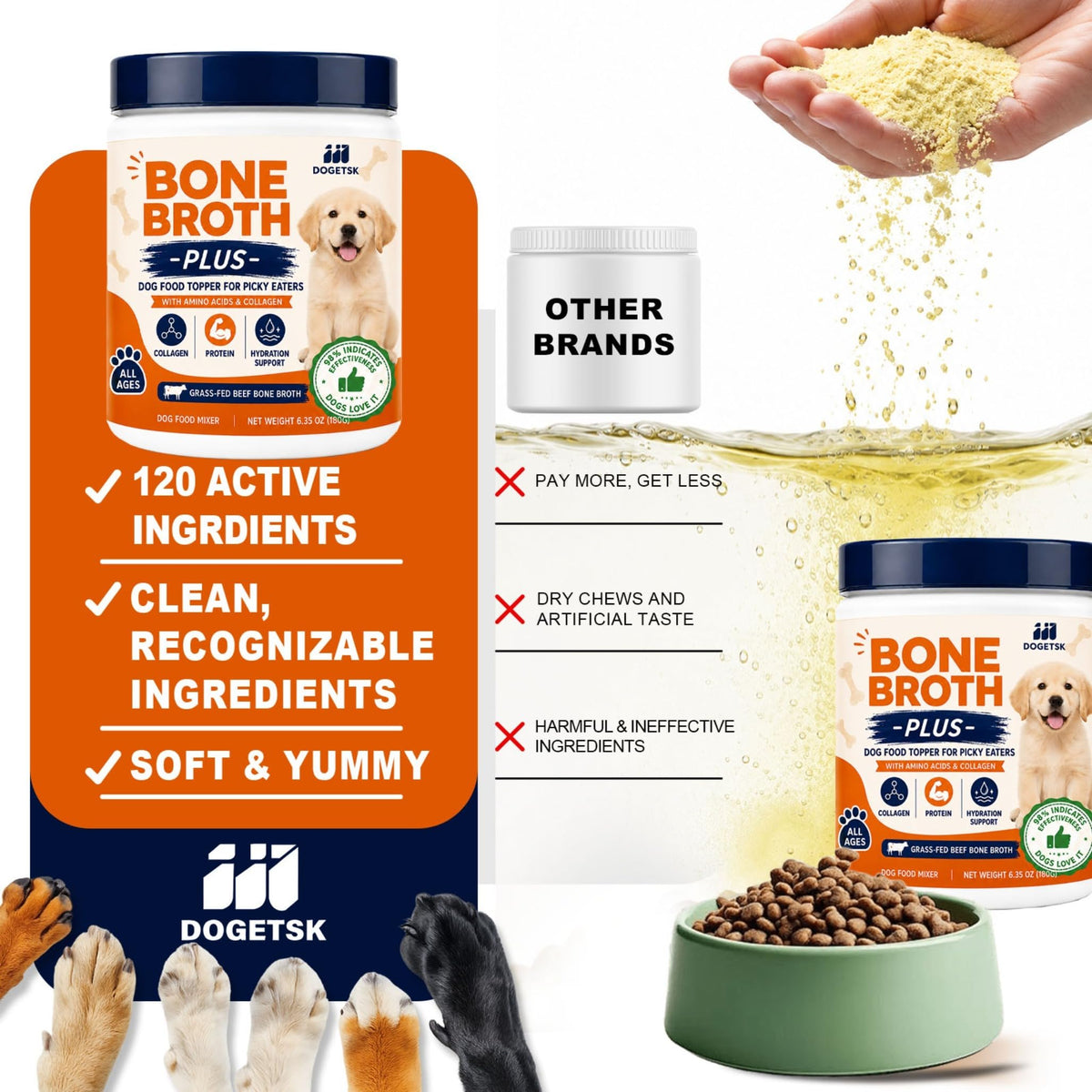 Beef Bone Soup Dog Supplement with Collagen and Protein D6401