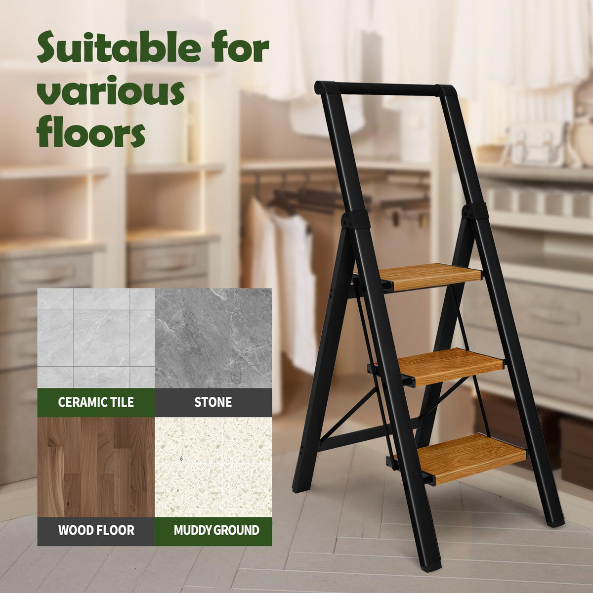 3 Step Aluminum Foldable Step Stool K71297