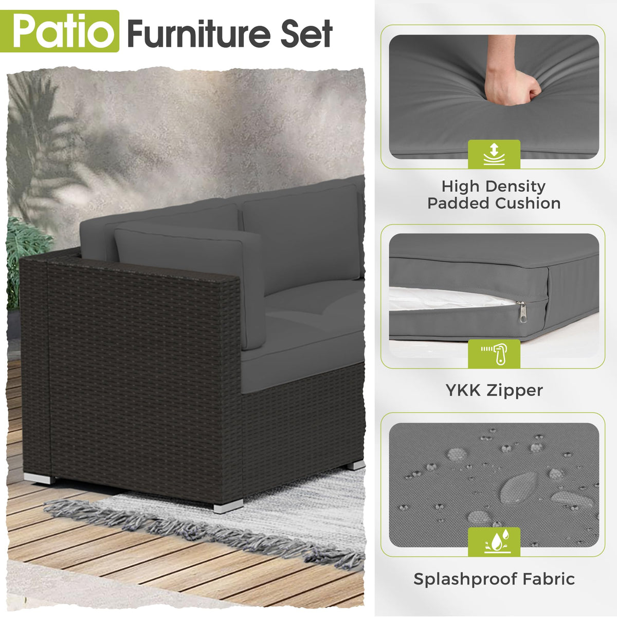 Grey 7-Piece Outdoor Patio Furniture Set W503818
