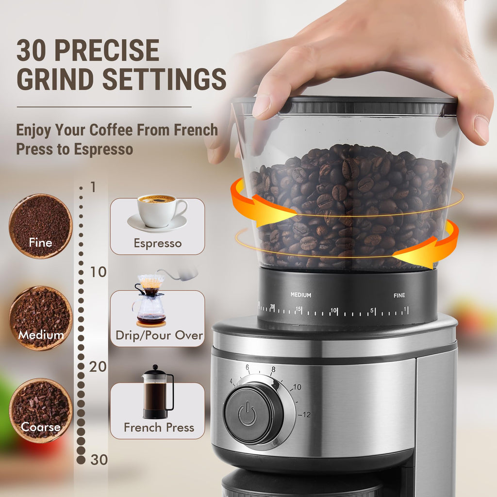 Electric Conical Burr Coffee Grinder with 30 Grind Settings V855825