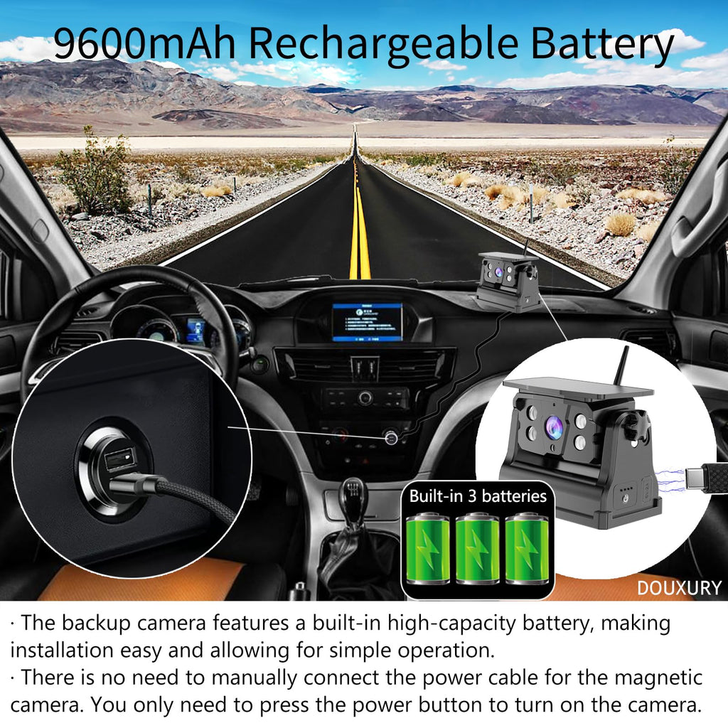 Solar Magnetic Wireless Backup Camera with 5" 1080P Monitor G7310