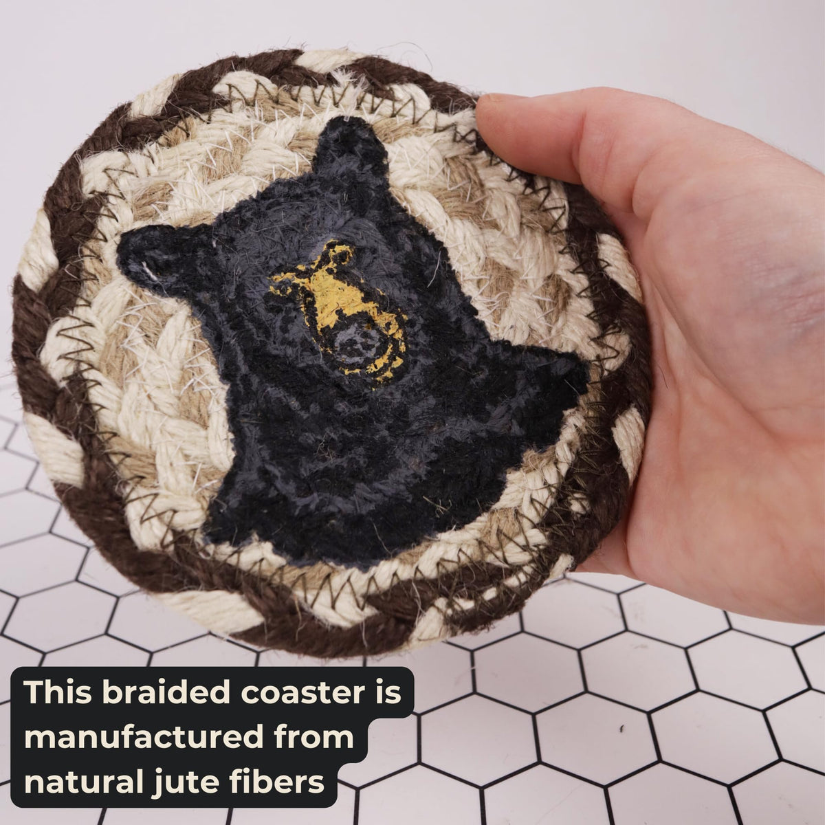 Black Braided Jute Woven Coasters Set of 2 O38989