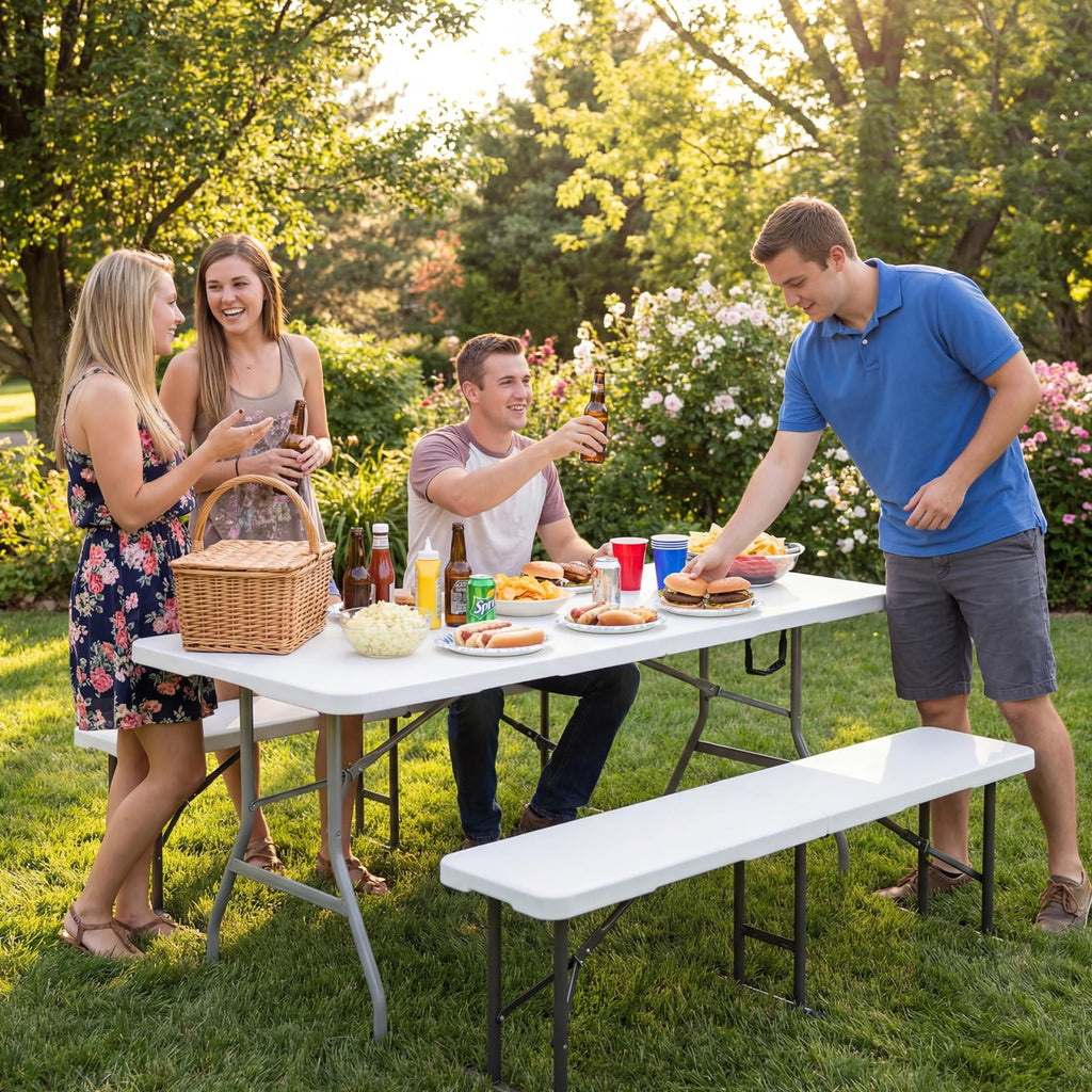 White 6ft Heavy Duty Folding Table P65323