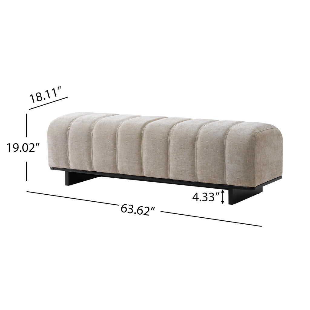 Oatmeal Black Chenille Upholstered Dining Bench R10121