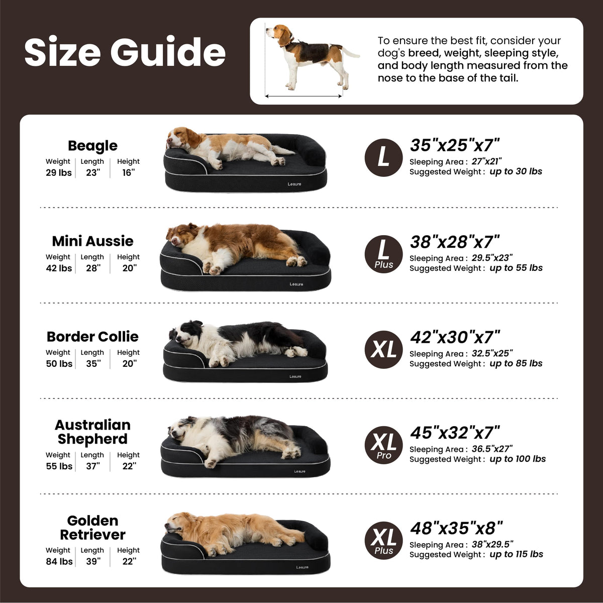 Black 42" Orthopedic Dog Beds F680