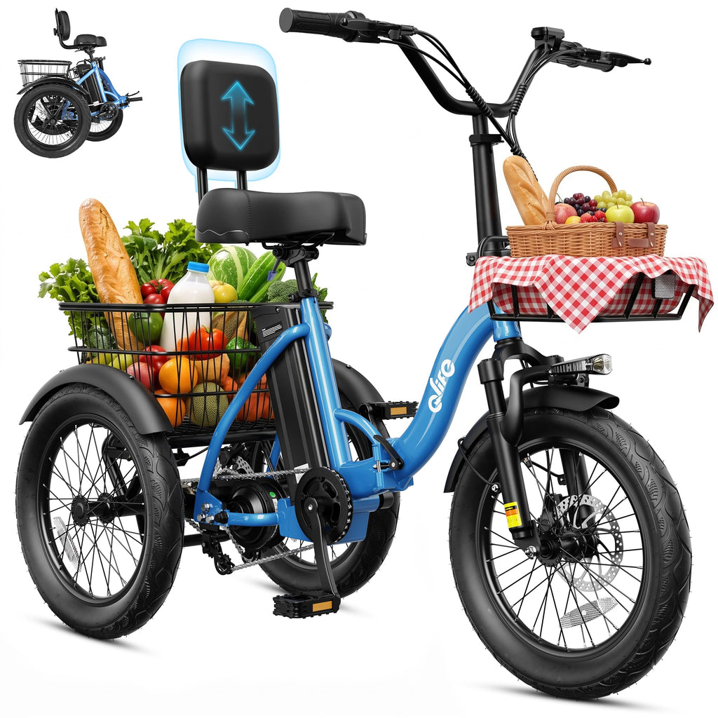 1200W Folding Electric Trike with Cargo Rack V434