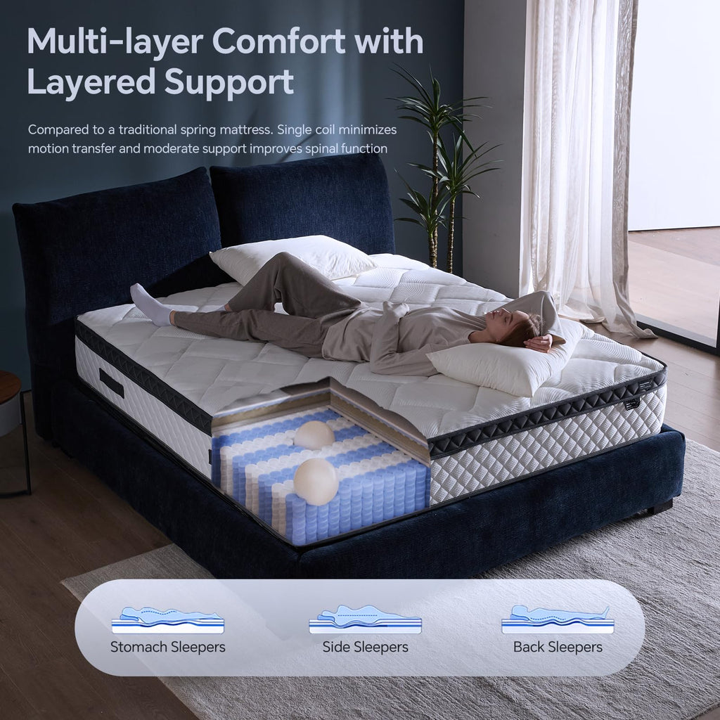 10 Inch Twin Hybrid Mattress in a Box with Pocket Spring & Memory Foam J310