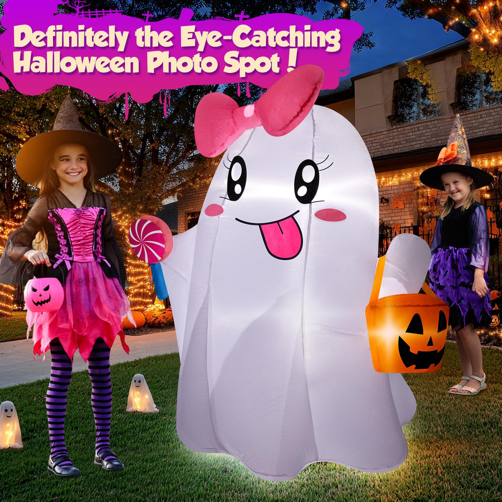 5FT Halloween Inflatables Ghost with Built-in LED Lights Z8790
