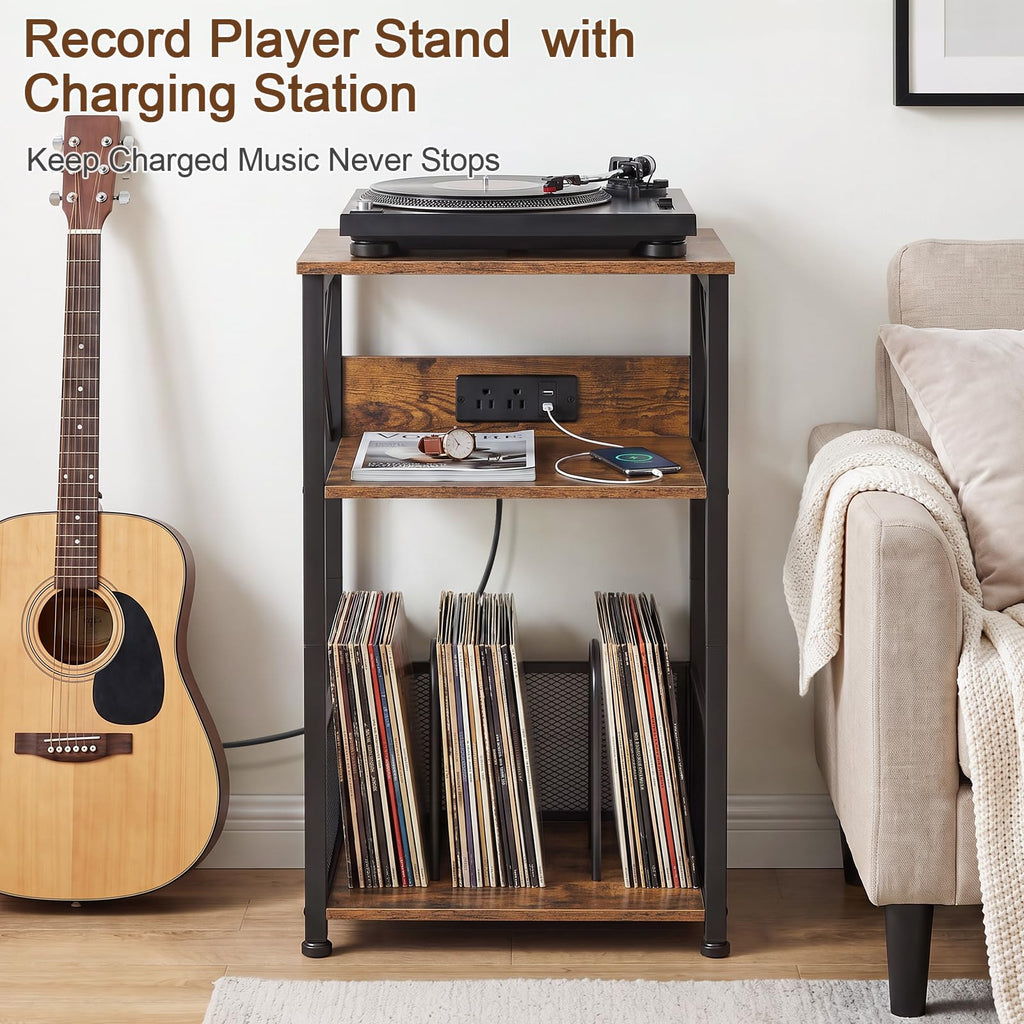 Record Player Stand with Charging Station Y133033