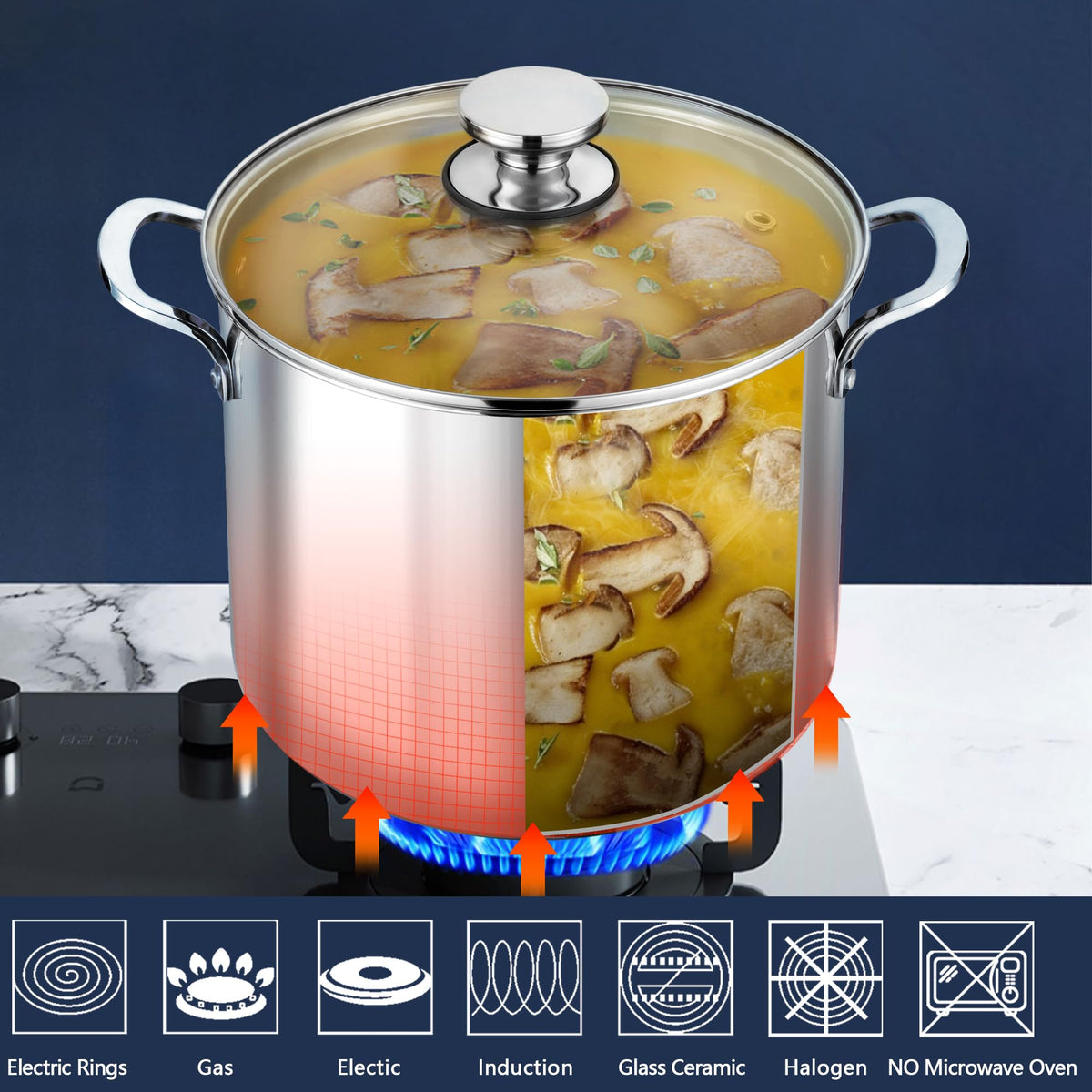 12 Quart Stainless Steel Stock Pot with Lid K8556