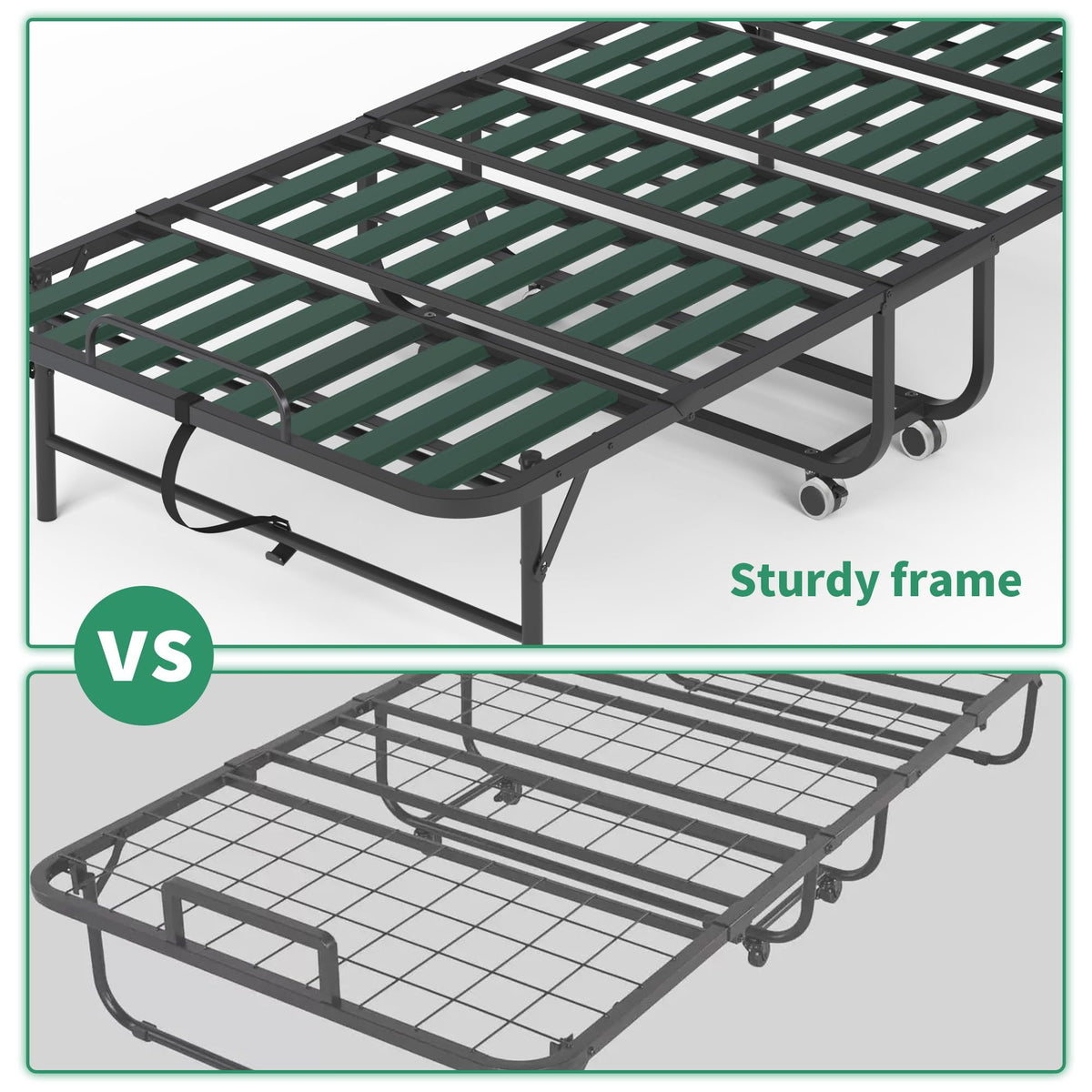 Folding Bed with Mattress, 5-Inch Memory Foam, 500lbs Capacity, Metal Frame G13973