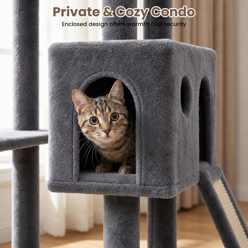 70 Inches Indoor Cat Tree with Ladder S649