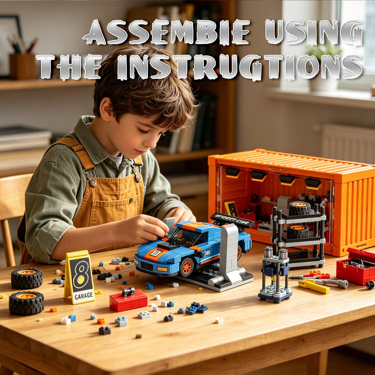 Racing Car Building Toy Set with Container Box M380