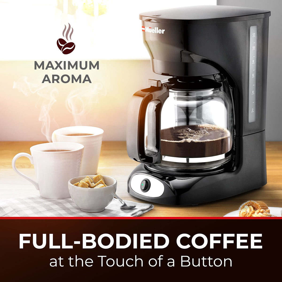 12-Cup Drip Coffee Maker with Glass Carafe U1037