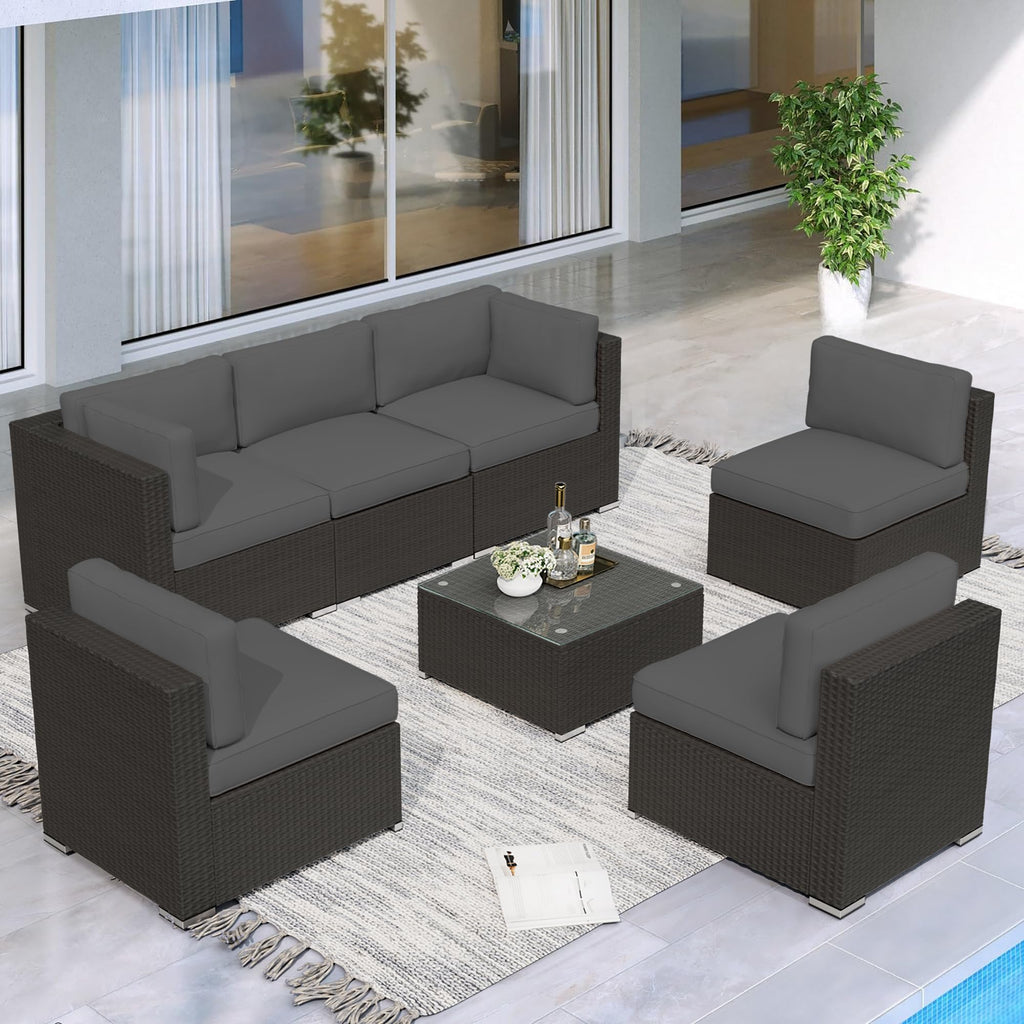 Grey 7-Piece Outdoor Patio Furniture Set W503818