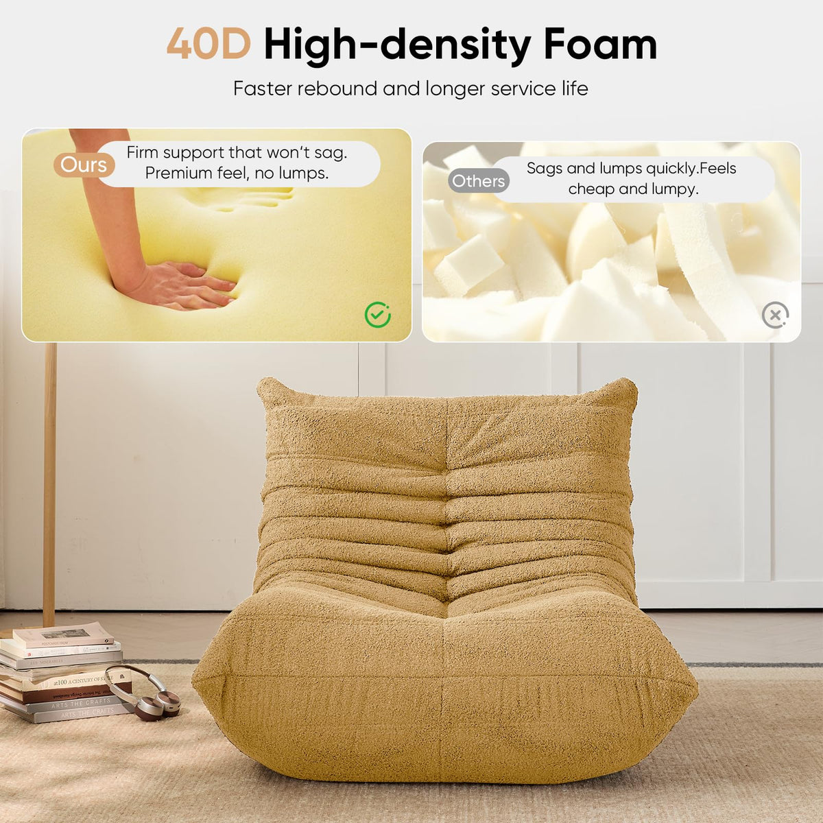 Yellow 1 Seater Bean Bag Chair N33390