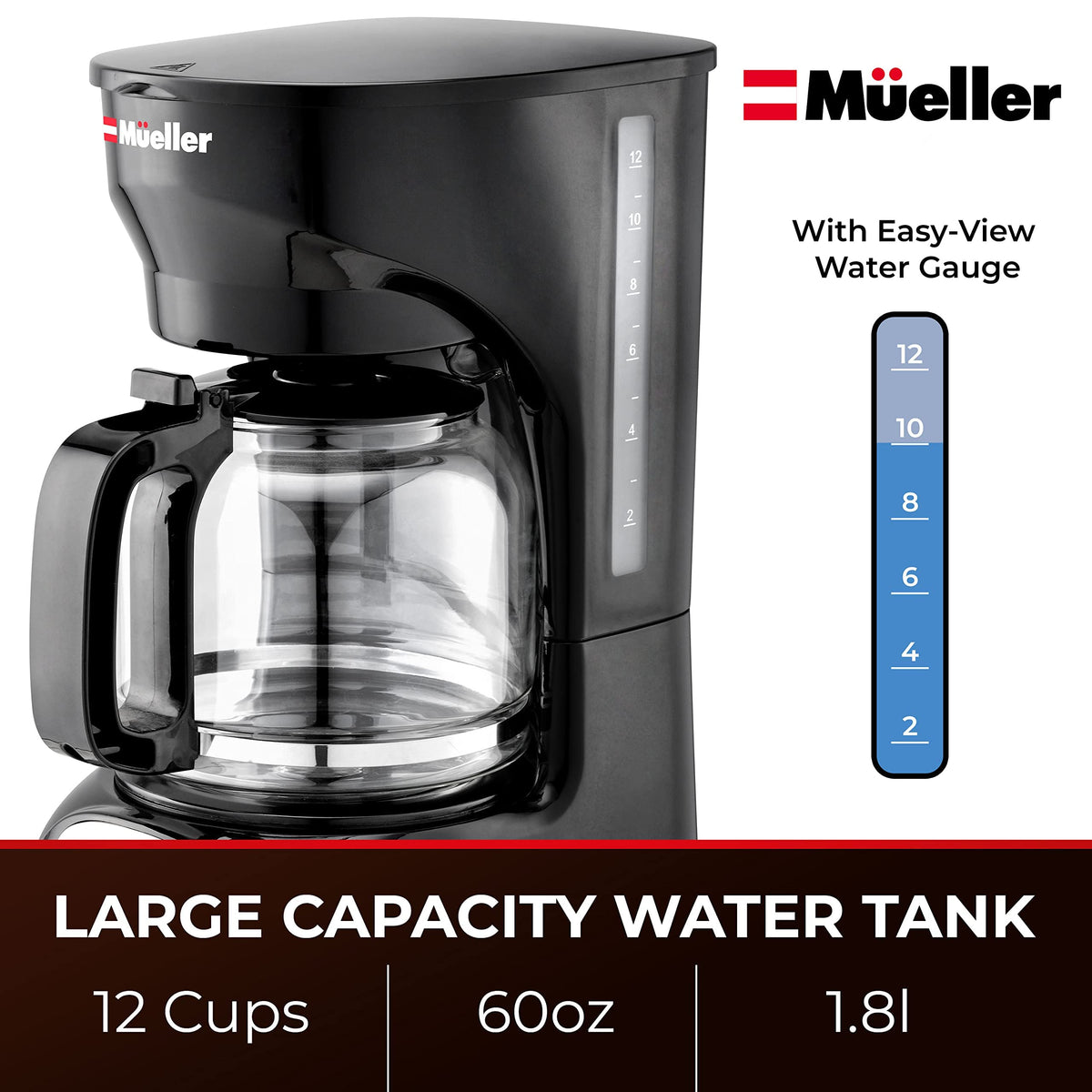 12-Cup Drip Coffee Maker with Glass Carafe U1037