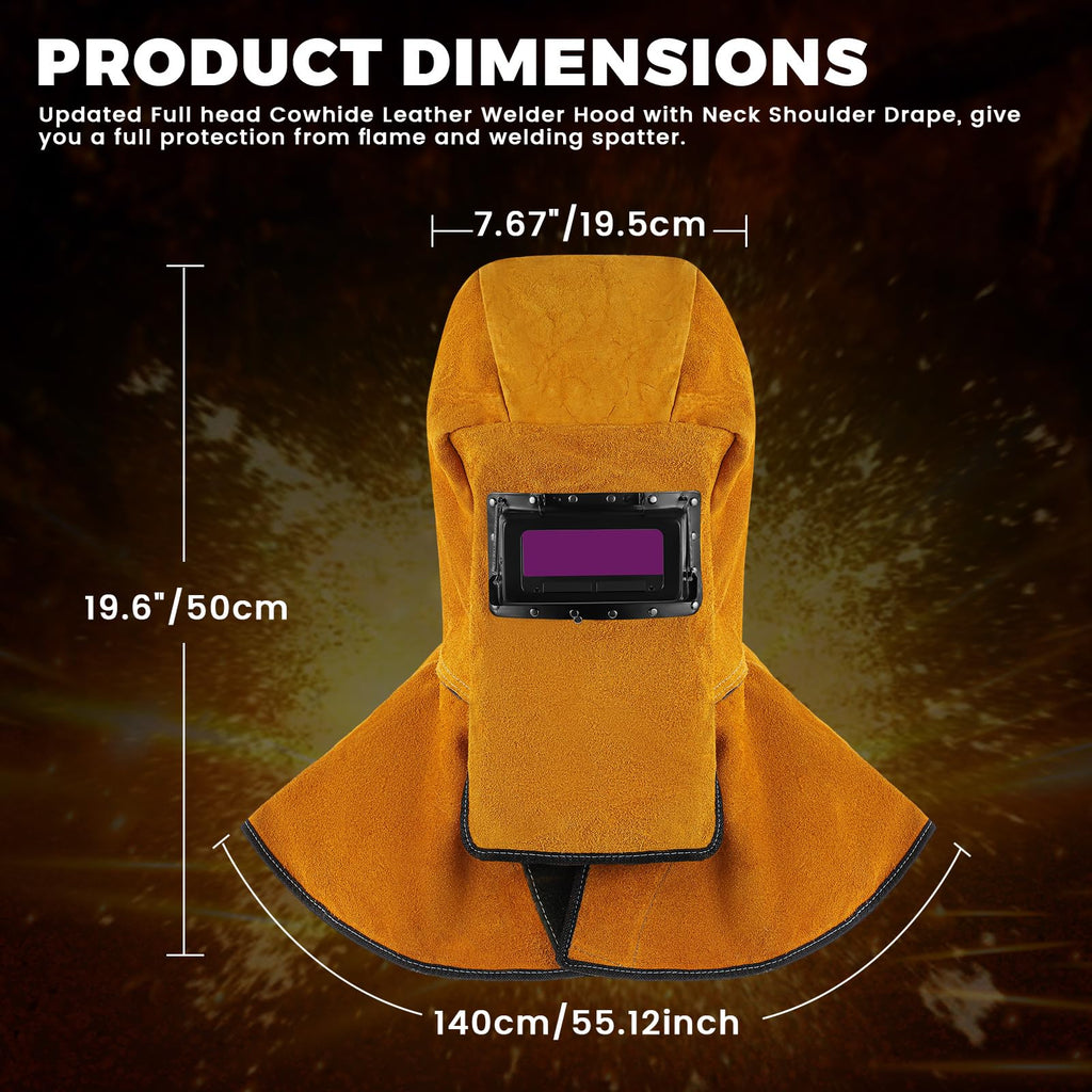 Leather Welding Hood with Auto Darkening Filter Lens A93922