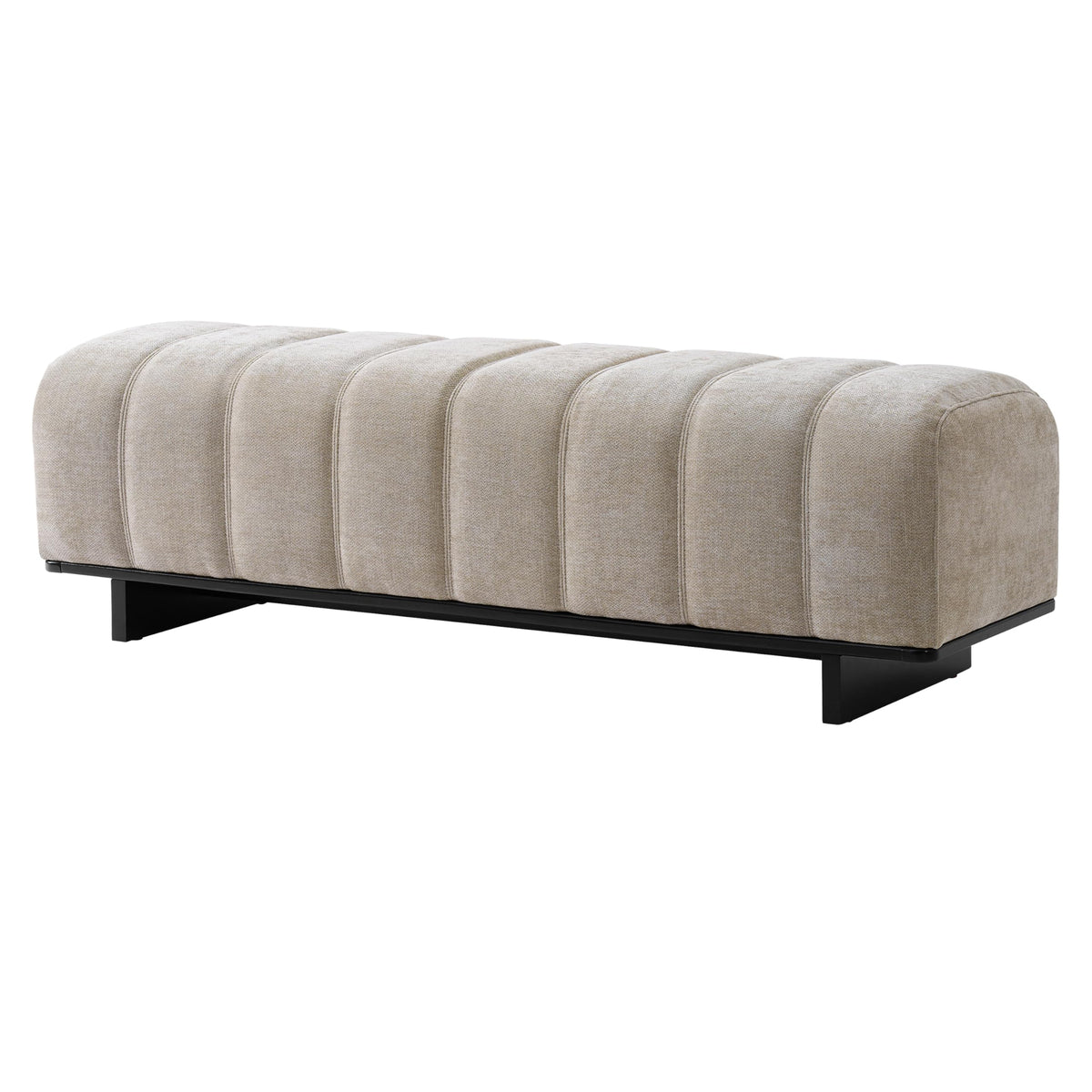 Oatmeal Black Chenille Upholstered Dining Bench R10121