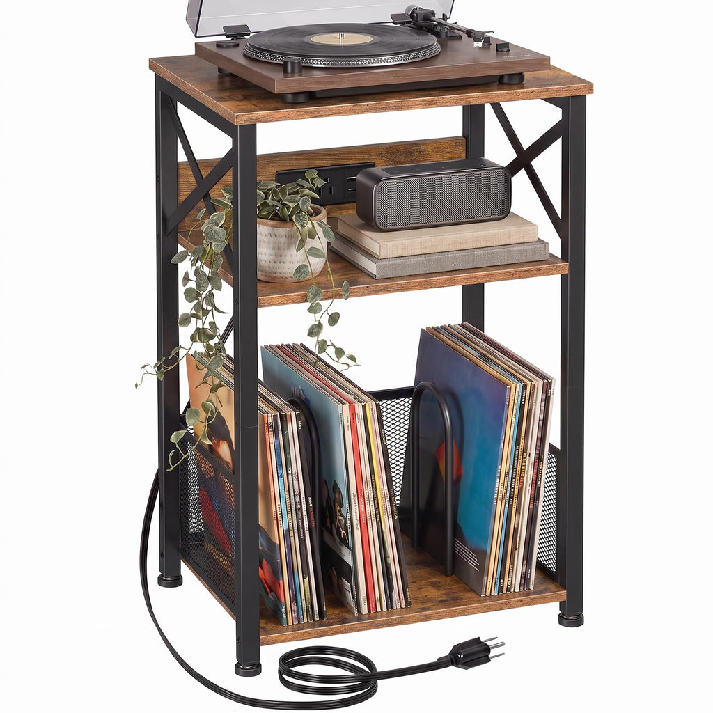 Record Player Stand with Charging Station Y133033