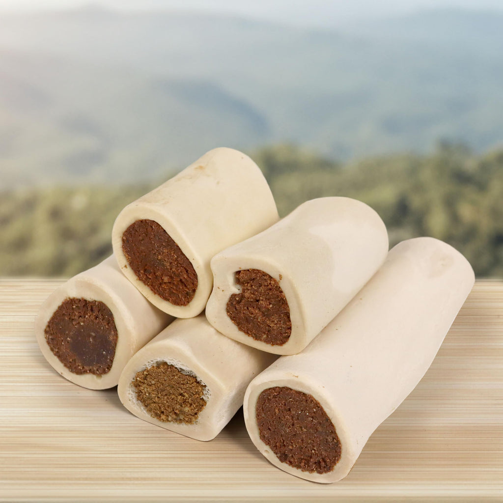 Peanut Butter Flavor Large Stuffed Shin Bones for Dogs B577350